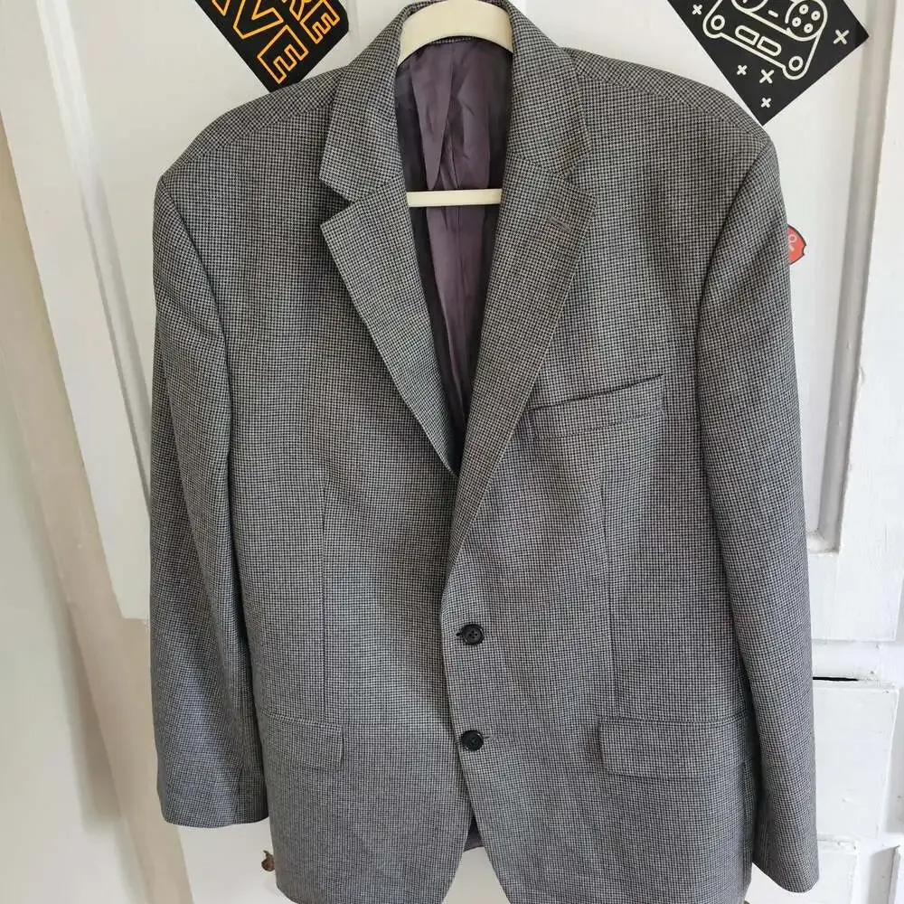Lauren Ralph Lauren Gray Houndstooth Sport Coat Blazer 44R